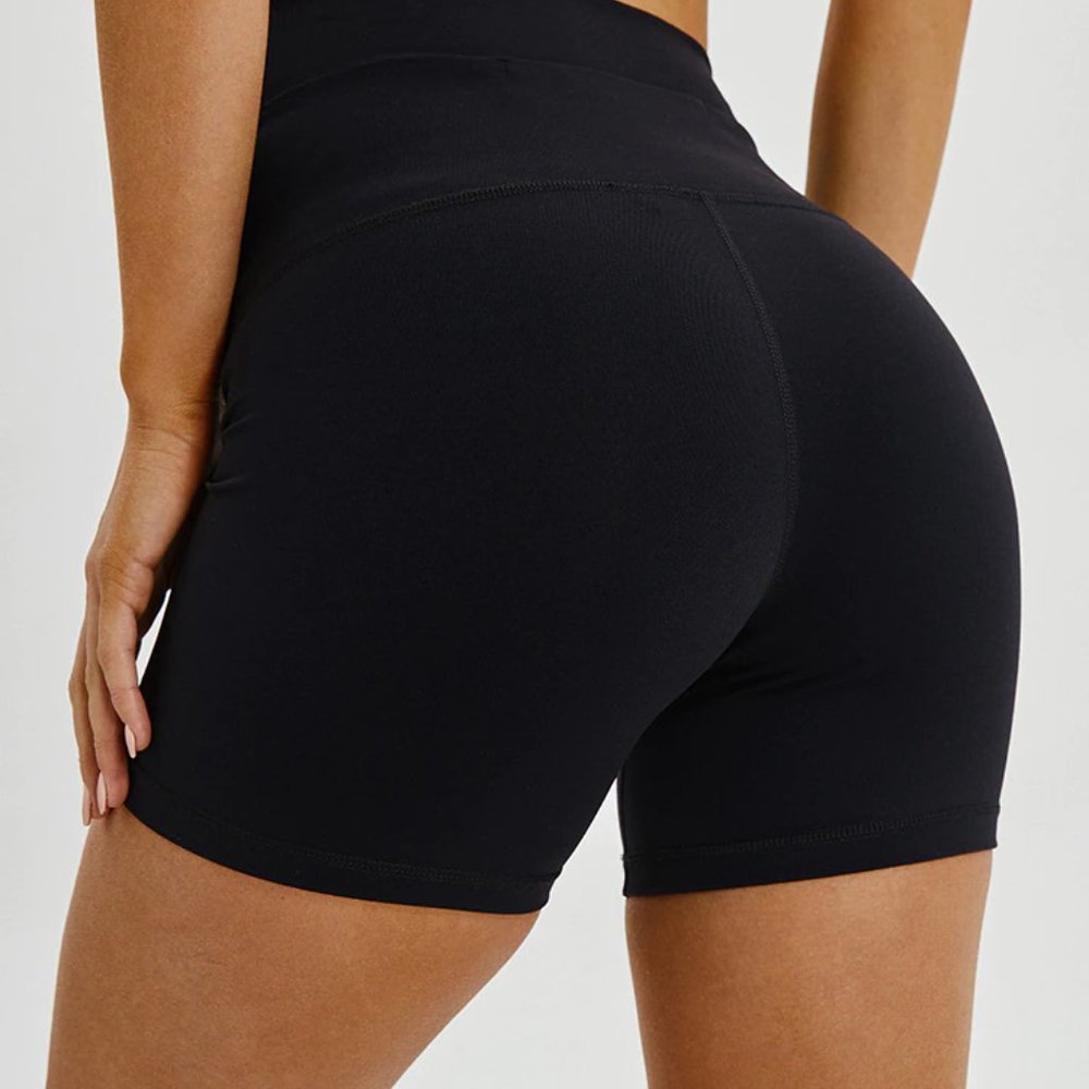 BLACK TUMMY CONTROL GYM YOGA WORKOUT FITNESS RUNNING SHORTS SZ XS X-SMALL 4"